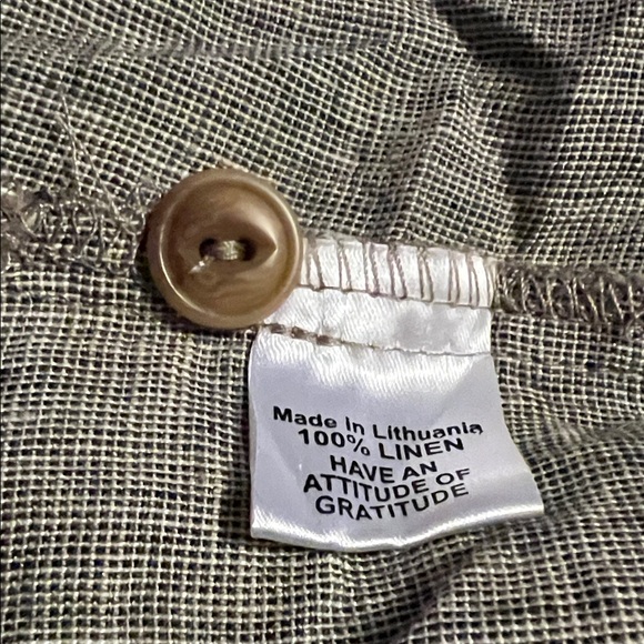 Flax Linen Buttondown 3/4 Sleeve Shirt Size Medium EUC Lagenlook Boho Minimalist - Picture 6 of 8